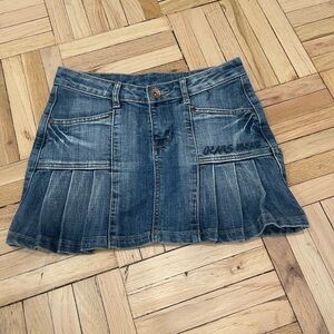 Denim Pleated Mini Skirt